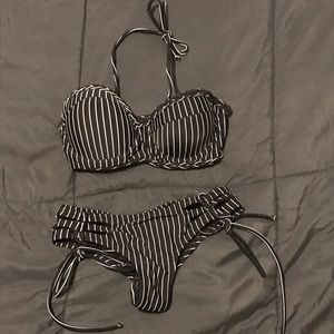 Pinstripe Black & White Swimsuit